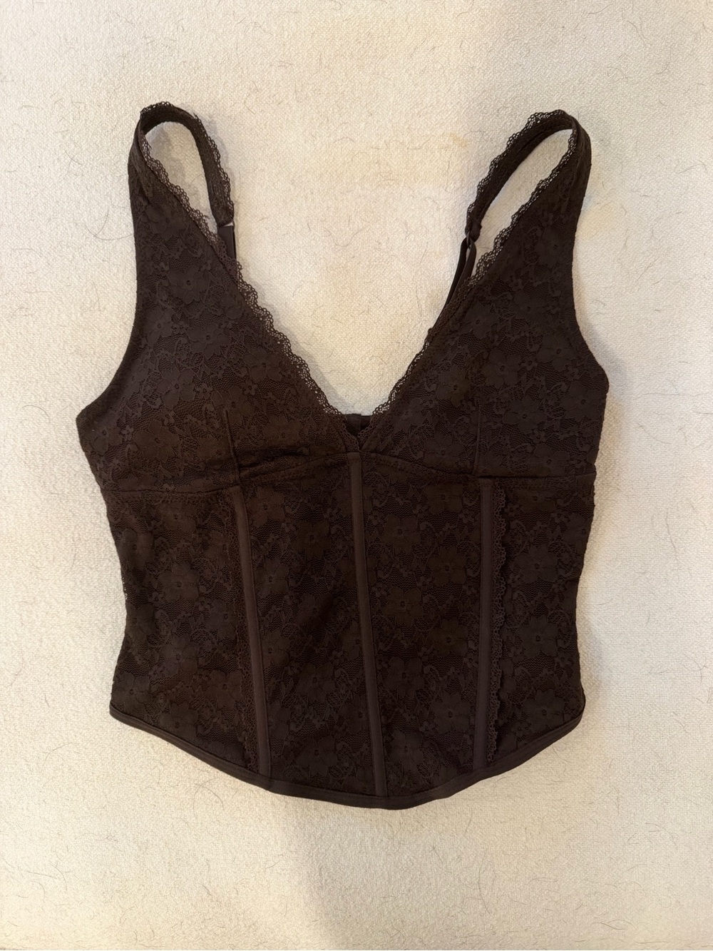 Garage Women’s Lace Bustier Top in Dark Brown